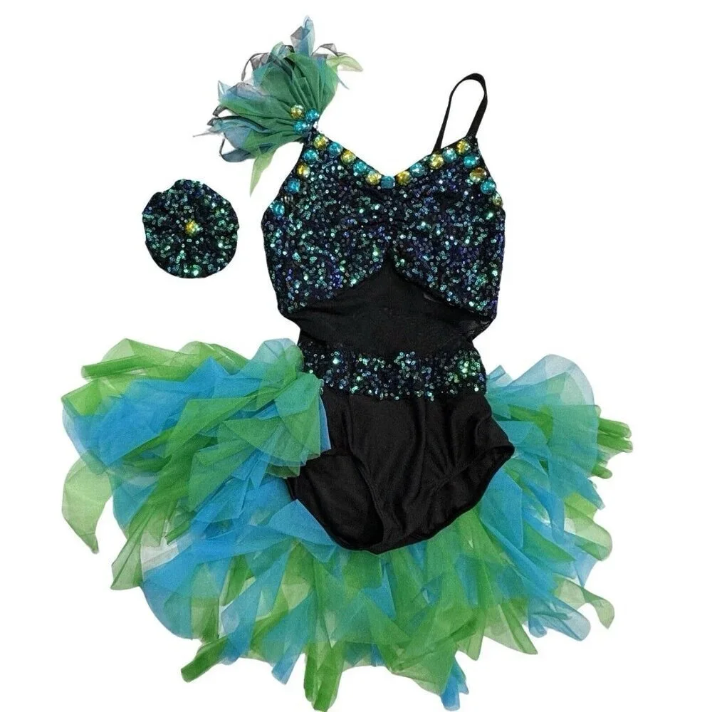 CURTAIN CALL Showtime Star 2-Piece Dance Costume‎ Leotard Tutu Size CME Ballet